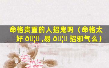 命格贵重的人招鬼吗（命格太好 🦋 ,易 🦈 招邪气么）